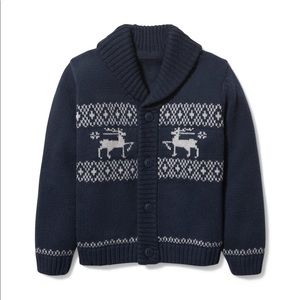 Janie and Jack shawl collar button down reindeer sweater